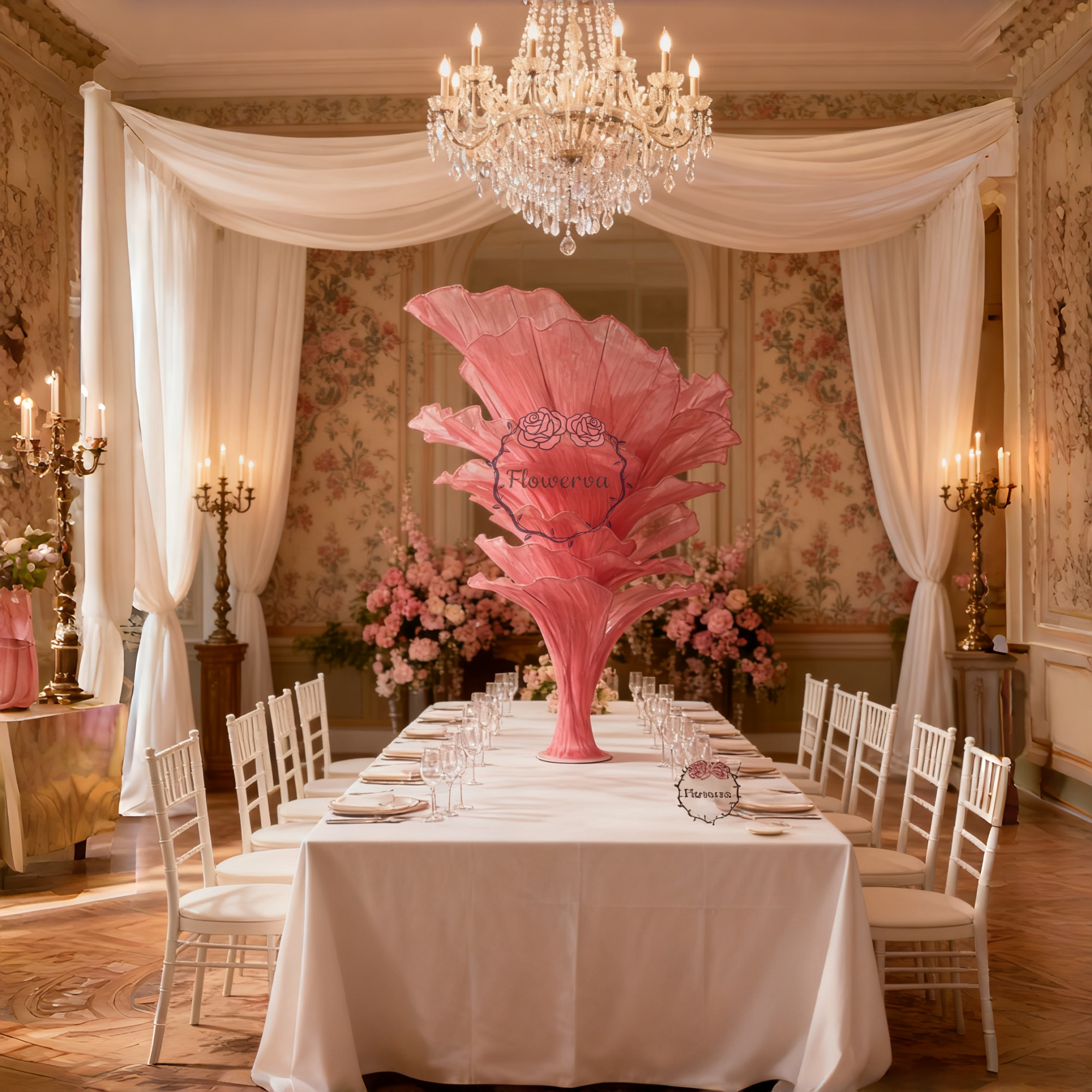 Flowerva Rose Red Table Flower Wedding Decoration (With Base)