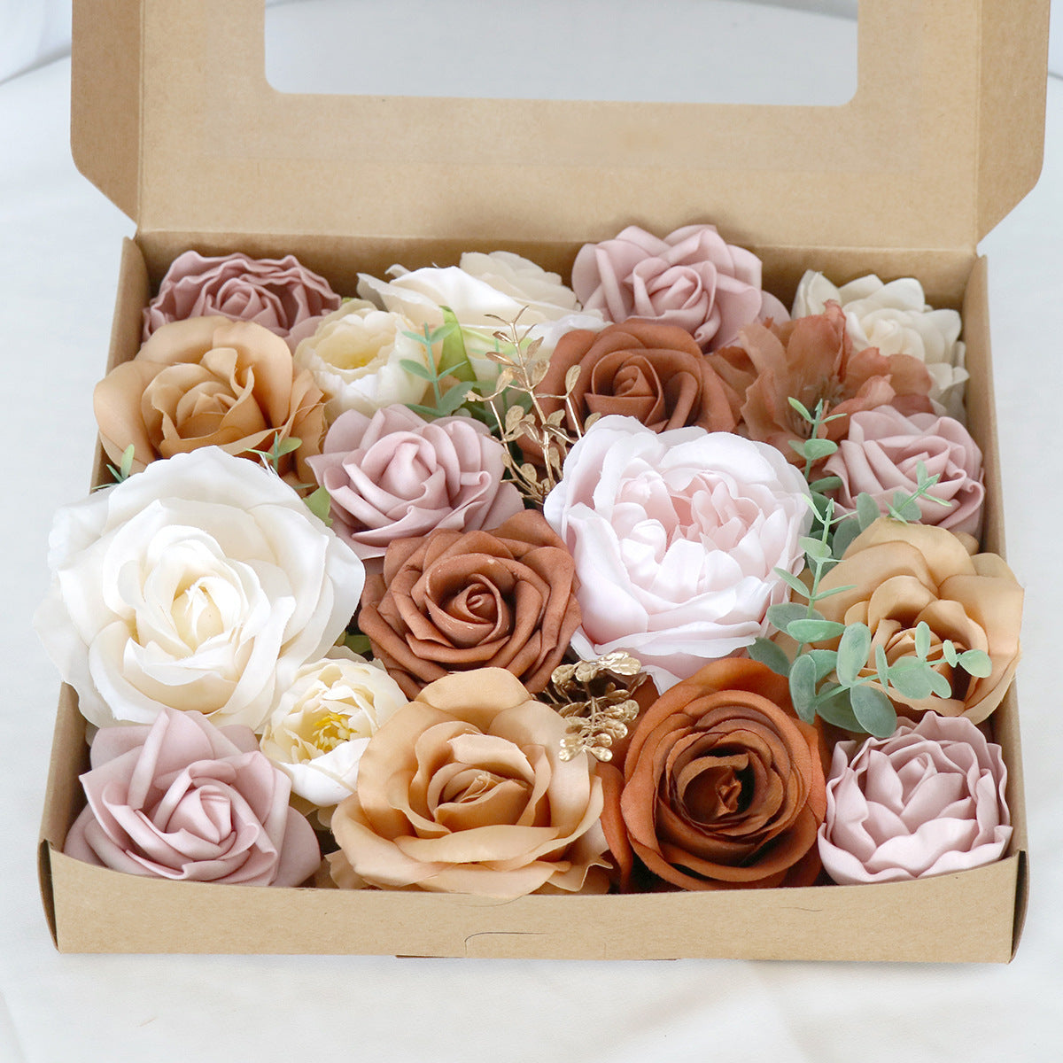 Boîte à fleurs de mariage pâte de haricots Rose Orange Rose
