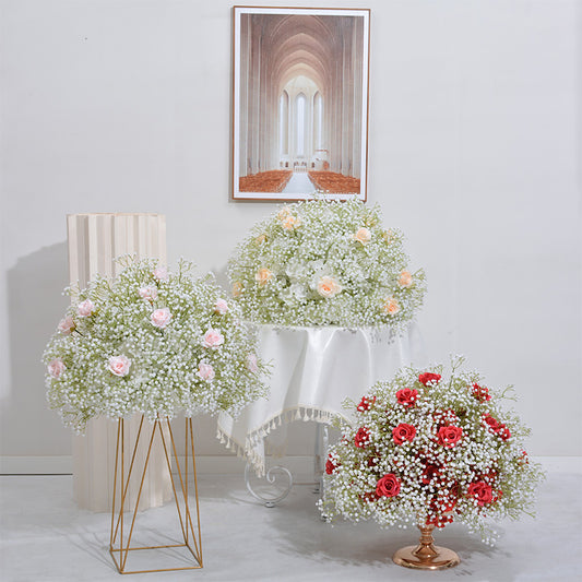 New Baby's Breath Rose Ball Wedding Table Placement Shopping Mall Window Arrangement Arch Candlestick Decoration Simulation Flower
