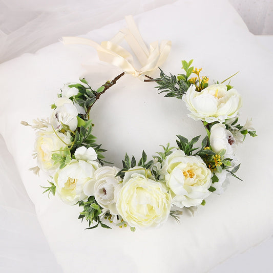 Bridal Wreath Headpiece White Peony