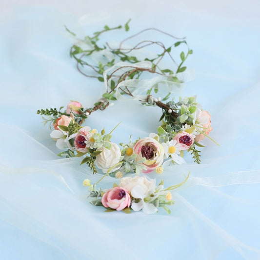 Bridal Wreath Headpiece Light Pink Rose
