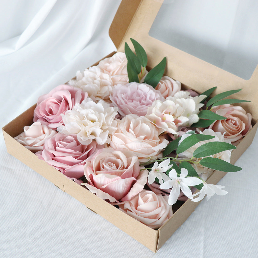 Boîte à Fleurs de Noël Rose Champagne Rose