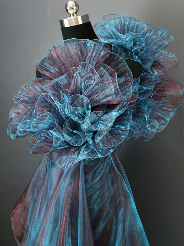 Tissu décoratif plissé transparent de robe de mariée de bord de lotus de grande vague