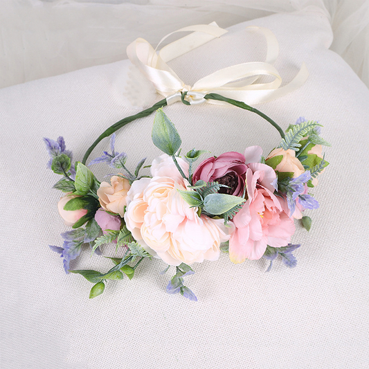 Bridal Wreath Headpiece Pink Roses And Champagne