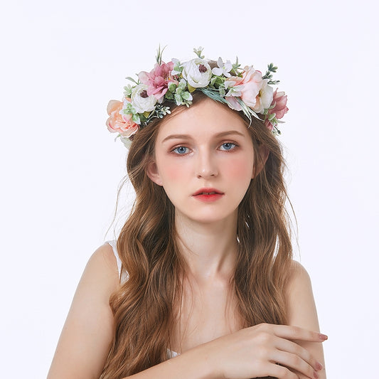 Bridal Wreath Headpiece Pink Peonies and Camellias