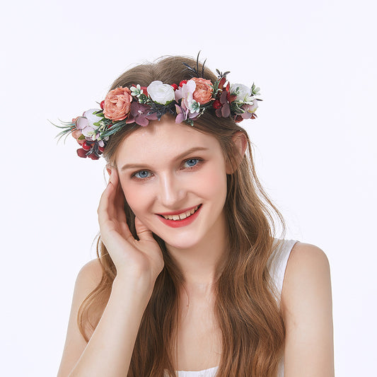 Bridal Wreath Headpiece Tangerine Rose