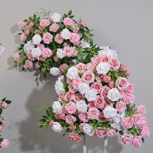 Flowerva Pink Hydrangea Rose New Set Wedding Site Artificial Flower Arch Cake Tower Decoration