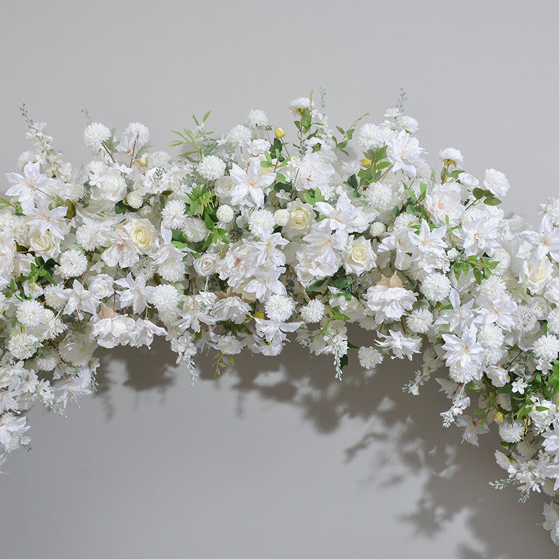 New Wedding Scene Layout Flower Arch Window Exhibition Hall Iron Frame Arch Decoration Hydrangea Rose Green Plant Row Of Flowers