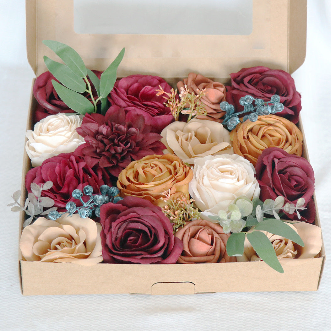 Boîte à fleurs de mariage Rose rouge foncé
