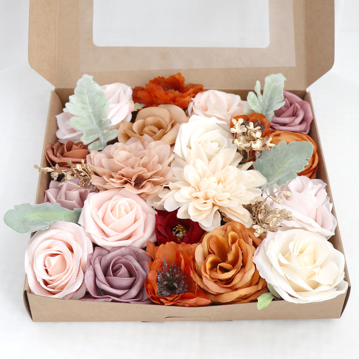 Boîte à fleurs de mariage Orange Champagne Rose