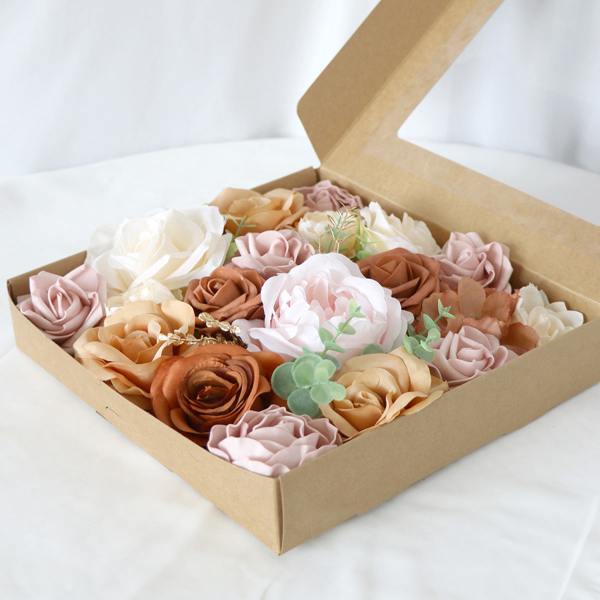 Boîte à fleurs de mariage pâte de haricots Rose Orange Rose