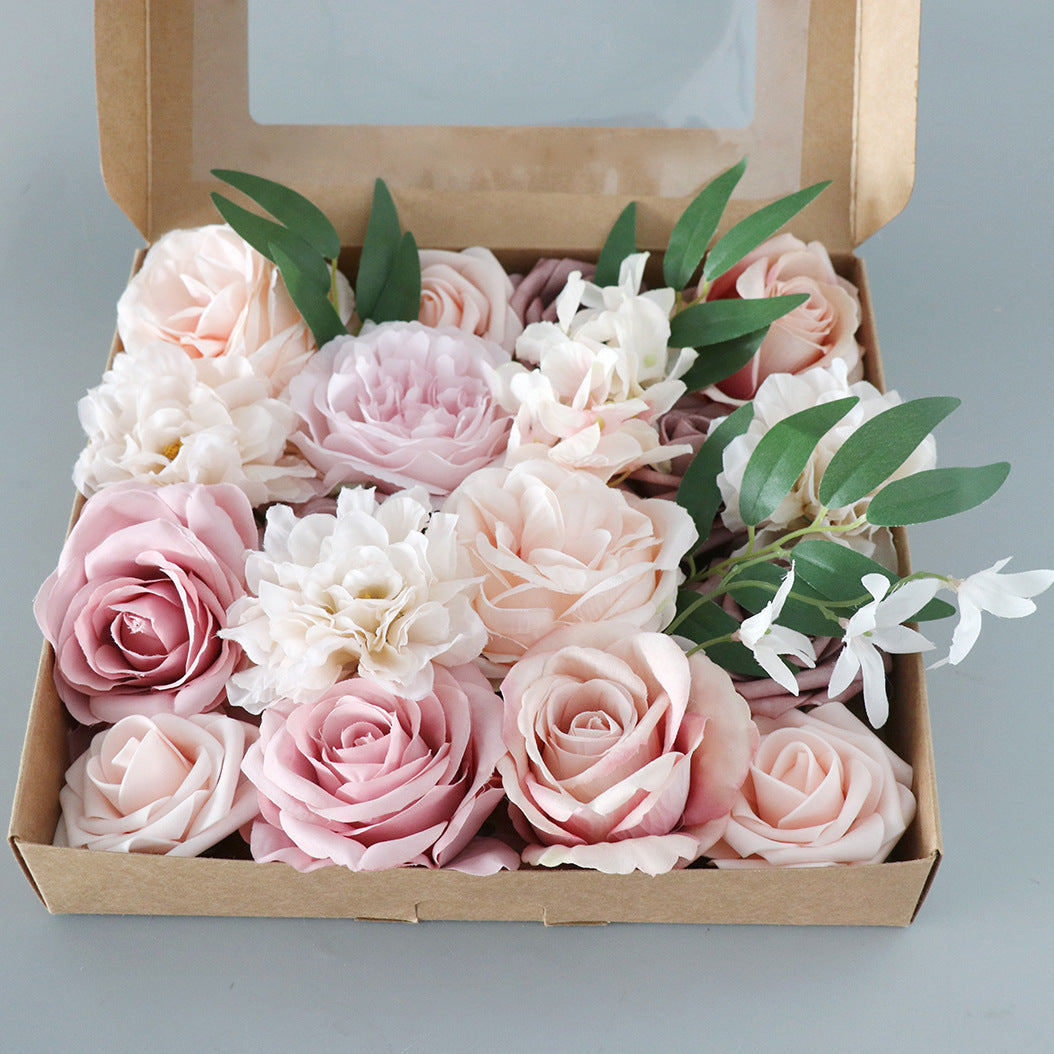 Boîte à Fleurs de Noël Rose Champagne Rose