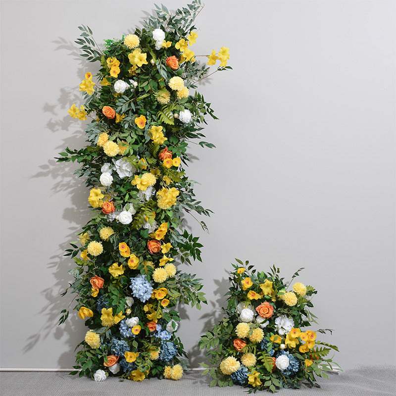 Plante verte jaune, nouvelle rangée de fleurs, fenêtre, Hall d'exposition, affichage de fleurs, décoration de plaque de fond en acrylique pour mariage
