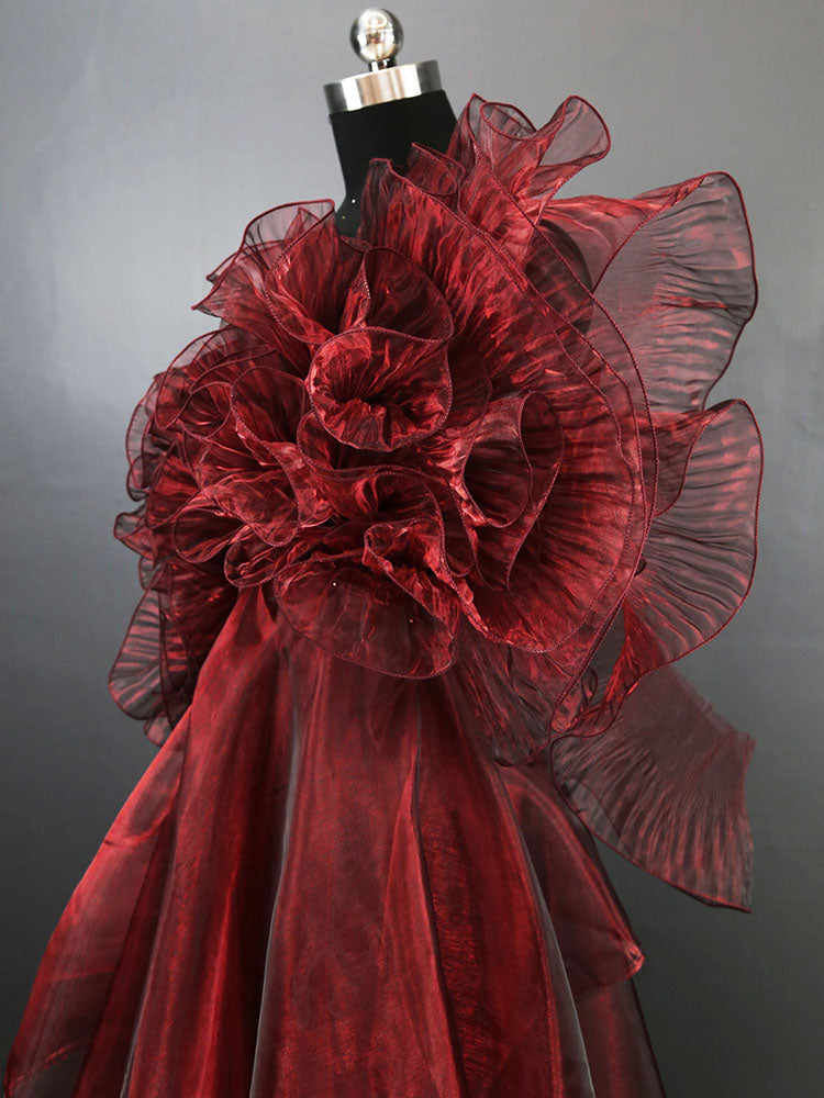 Tissu décoratif plissé transparent de robe de mariée de bord de lotus de grande vague