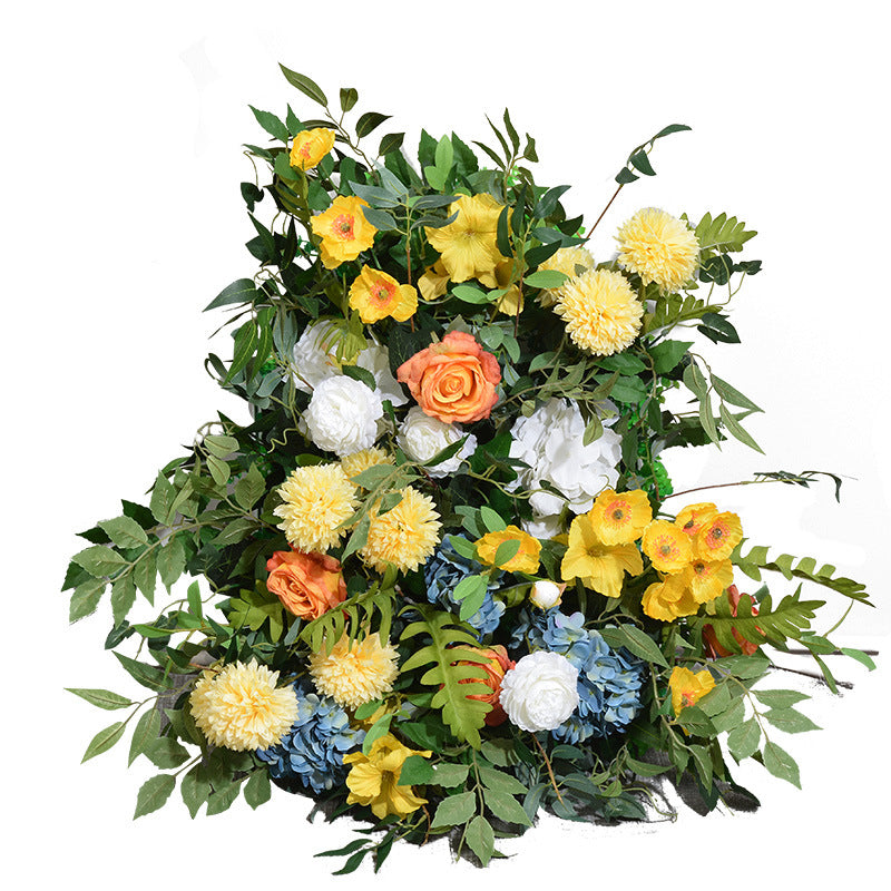 Green Plant Yellow New Flower Row Window Exhibition Hall Display Flowers Wedding Acrylic Background Plate Decoration