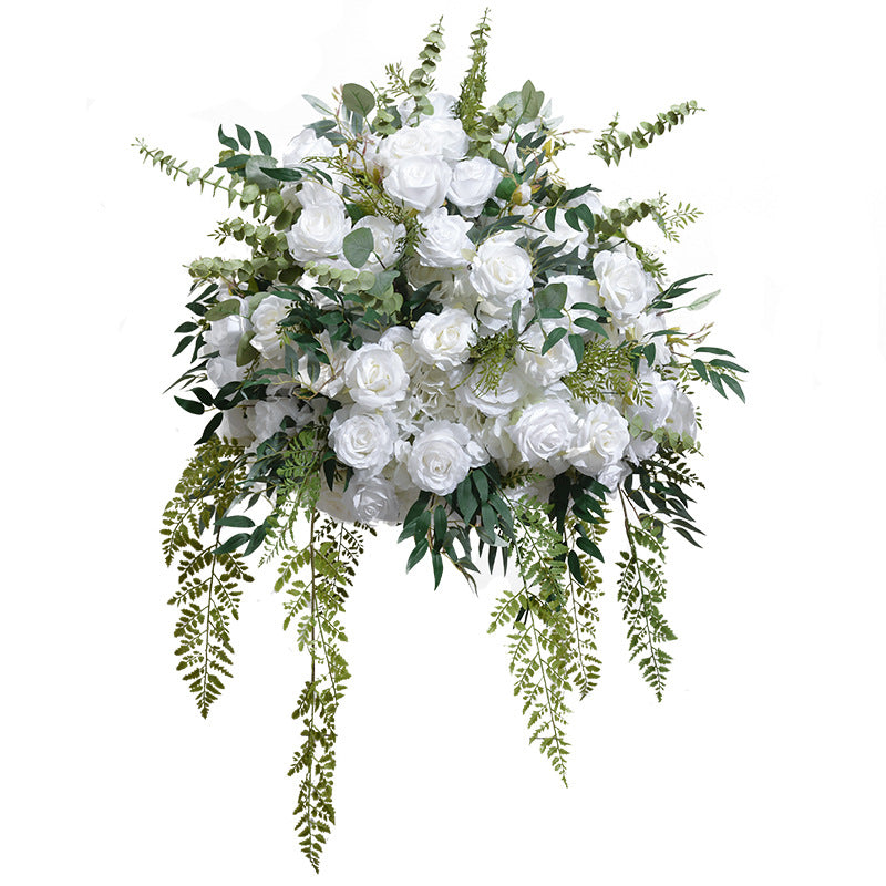 Boule de rose plante verte, étagère géométrique, colonne romaine de 70cm, décoration florale pour table à manger, nouvelle boule de fleur de simulation 5D