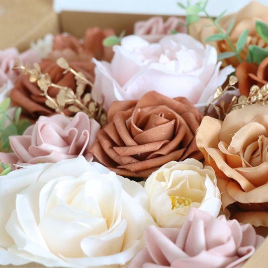 Wedding Flower Box Bean Paste Pink Orange Rose