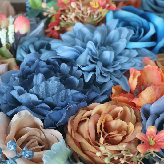 Wedding Flower Box Blue Orange Rose