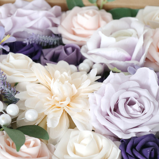 Wedding Flower Box Purple Champagne Roses