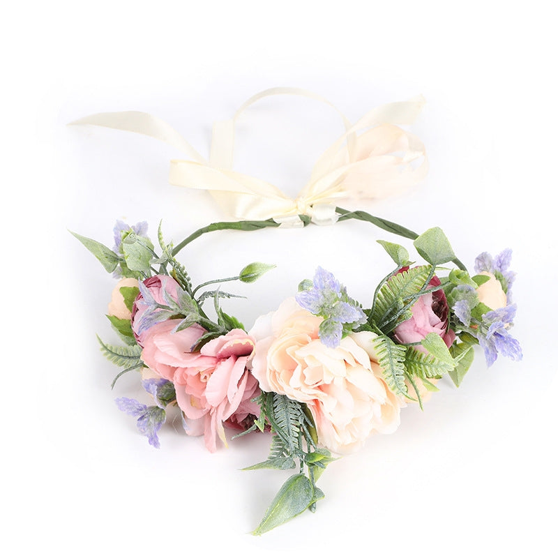 Bridal Wreath Headpiece Pink Roses And Champagne