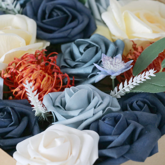 Wedding Flower Box Light Champagne Haze Blue Roses