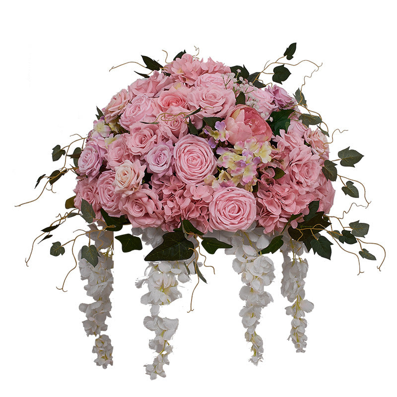 New Electroplated Arch Screen Shelf Decoration Simulation Flower Wedding Scene Layout Props Lawn Wedding Decoration Flower Ball Hanging Flowers