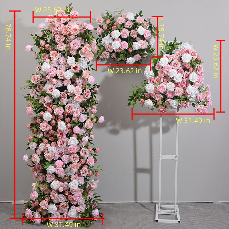 Flowerva Pink Hydrangea Rose New Set Wedding Site Artificial Flower Arch Cake Tower Decoration