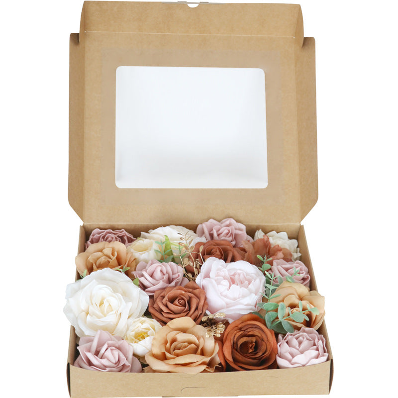 Boîte à fleurs de mariage pâte de haricots Rose Orange Rose