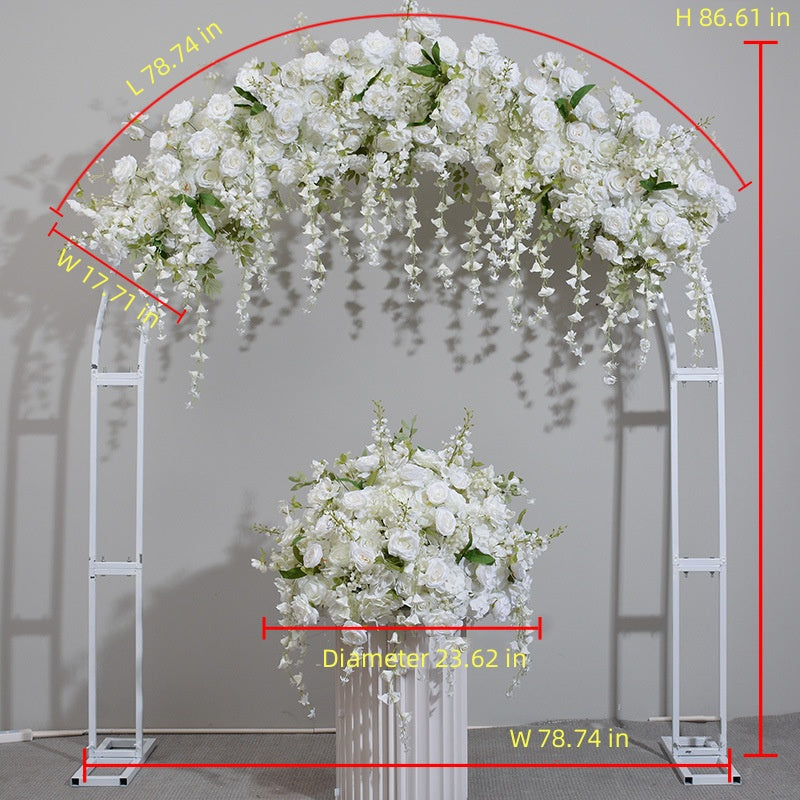 Nouvelle simulation de rangée de fleurs suspendues, boule de fleurs, aménagement de scène de mariage, arc de fenêtre, décoration de salle d'exposition, rangée de muguet blanc, boule de fleurs
