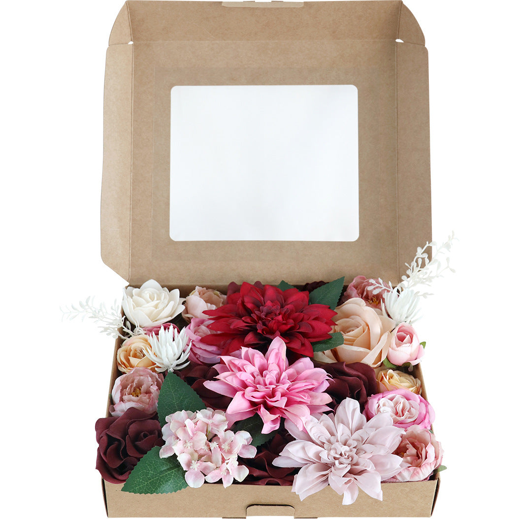 Boîte à fleurs de mariage chrysanthème rose