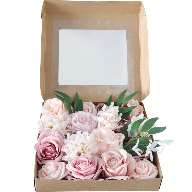 Boîte à Fleurs de Noël Rose Champagne Rose