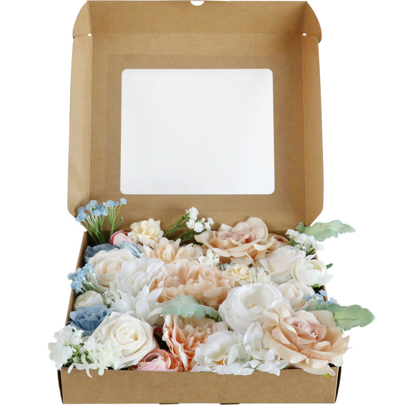 Boîte à fleurs de mariage Roses bleues et blanches