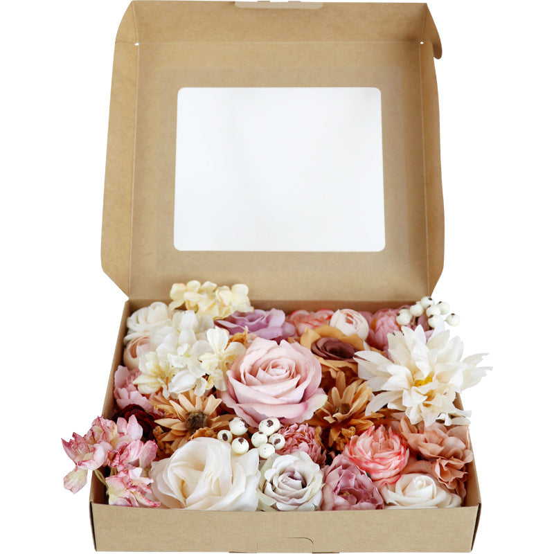 Boîte à fleurs de mariage Champagne rose caramel