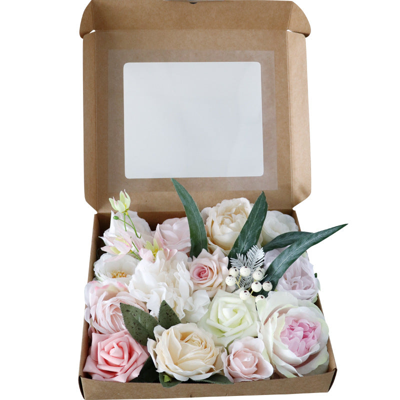 Boîte à fleurs de mariage Roses roses et blanches