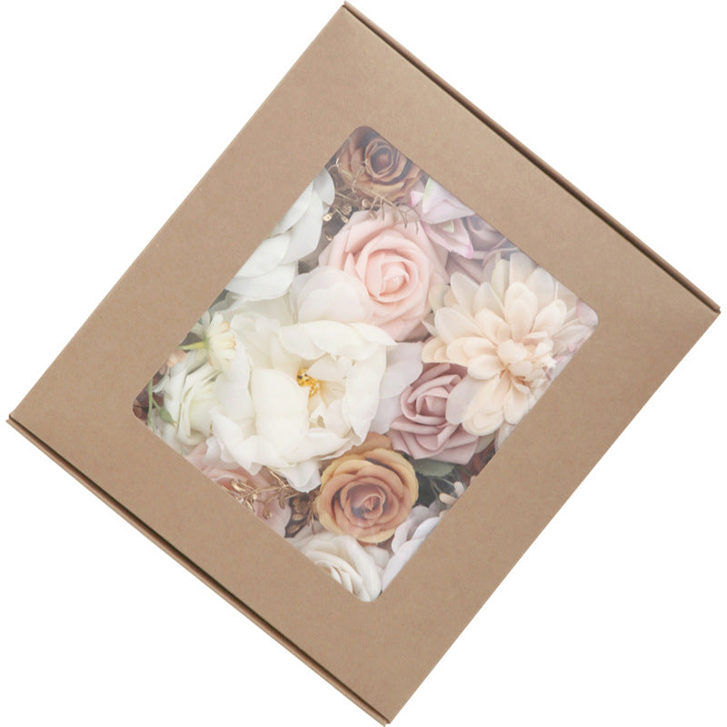 Boîte à Fleurs de Mariage Roses Blanches et Champagne