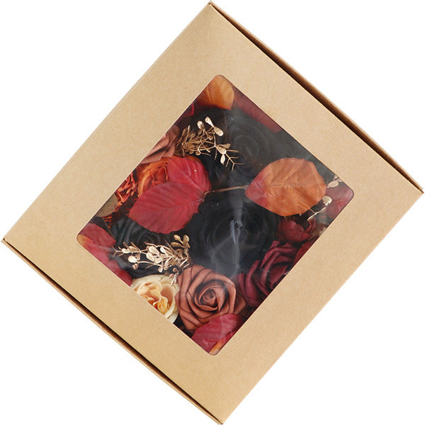 Wedding Flower Box Black Orange Rose