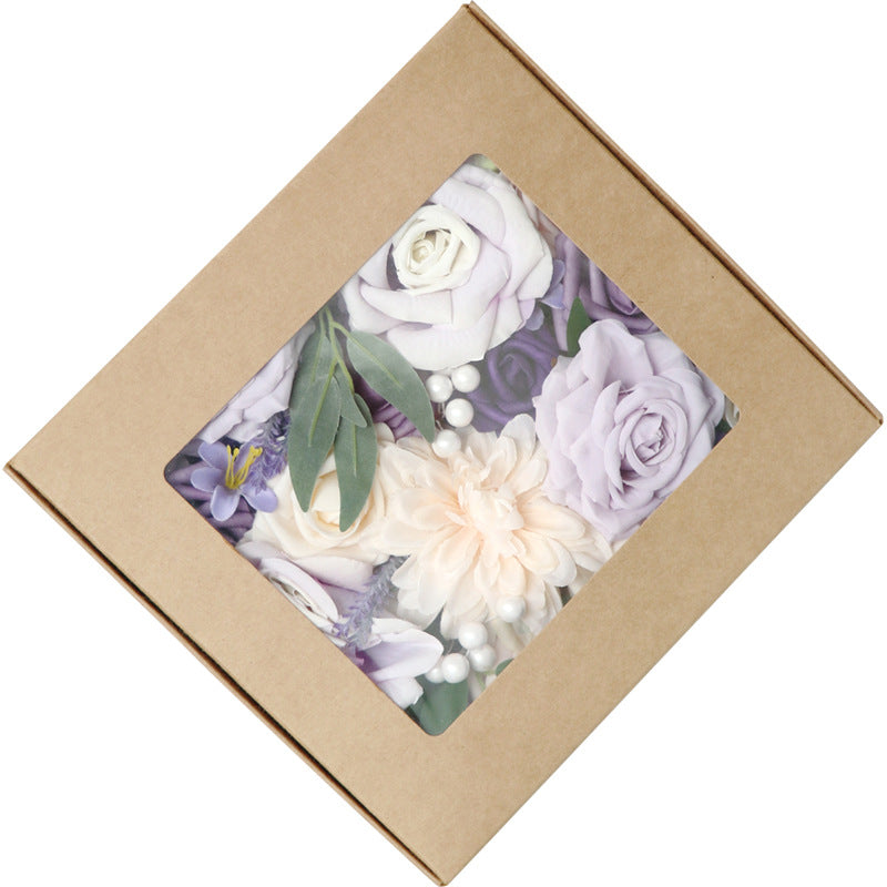 Boîte à fleurs de mariage Roses de champagne violettes