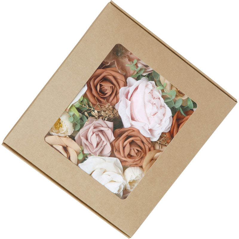 Wedding Flower Box Bean Paste Pink Orange Rose