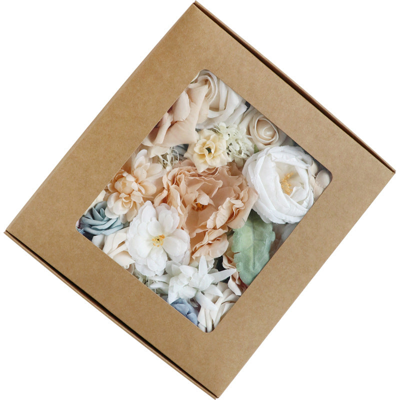 Boîte à fleurs de mariage Roses bleues et blanches
