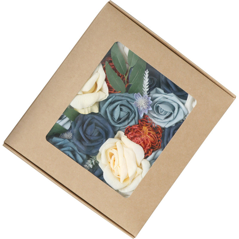 Wedding Flower Box Light Champagne Haze Blue Roses