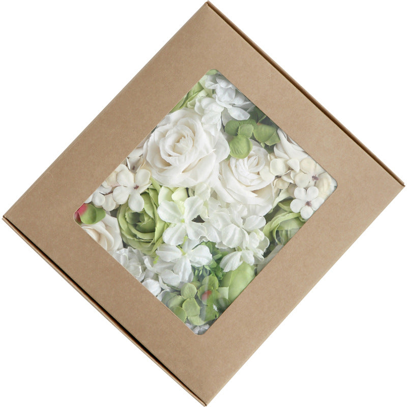 Boîte à fleurs de mariage Rose Hortensia blanc vert