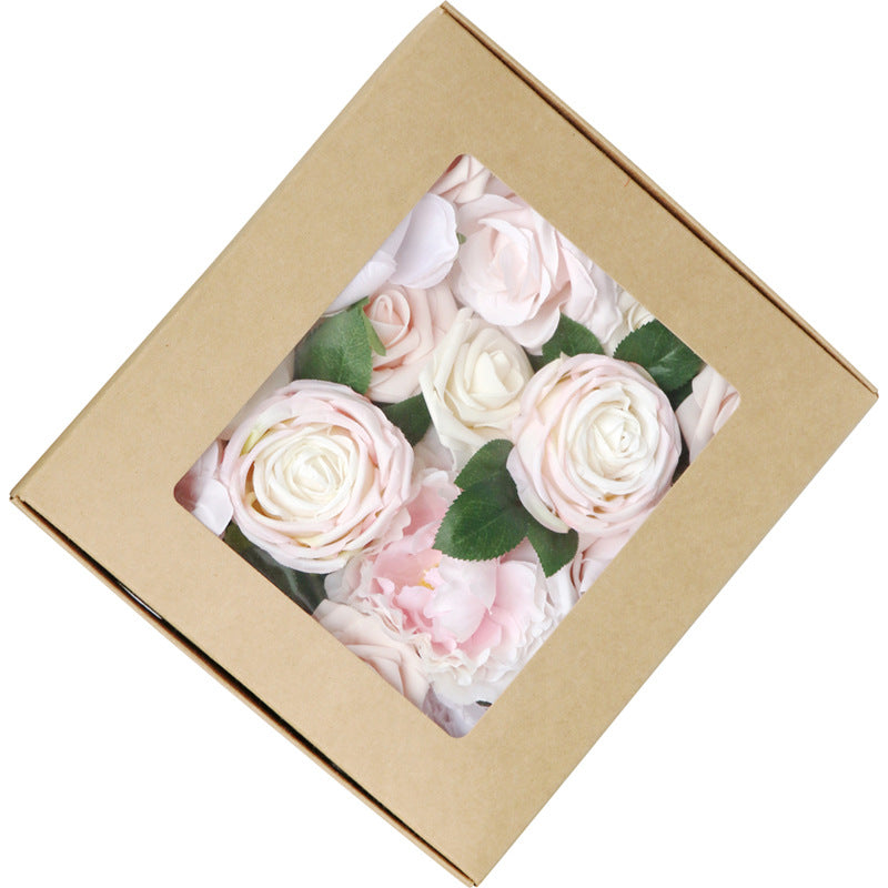 Boîte à fleurs de mariage rose pâle pivoine