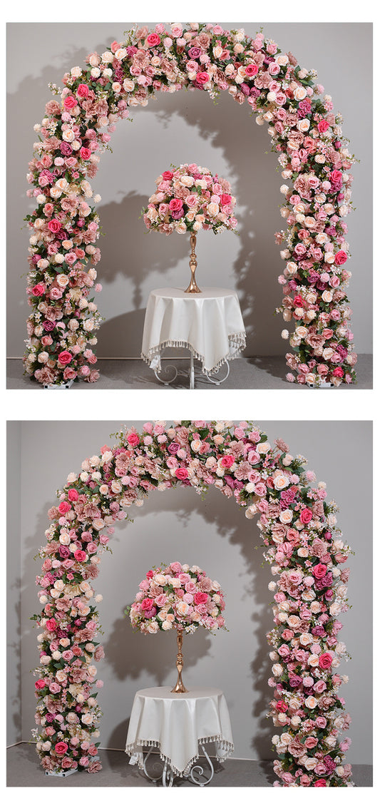 Arch Simulation Flower Background Stage Iron Frame Decoration Artificial Rose Row Display Window Exhibition Hall Layout
