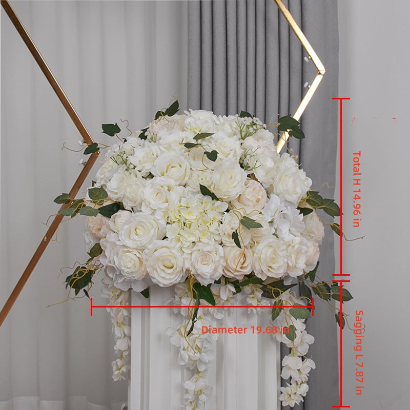 New Electroplated Arch Screen Shelf Decoration Simulation Flower Wedding Scene Layout Props Lawn Wedding Decoration Flower Ball Hanging Flowers