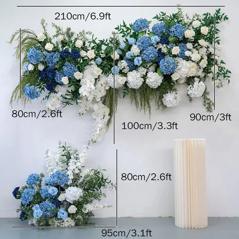 Flowerva Blue And White Rose Hydrangea With Green Grapevines Wedding Party Decoration