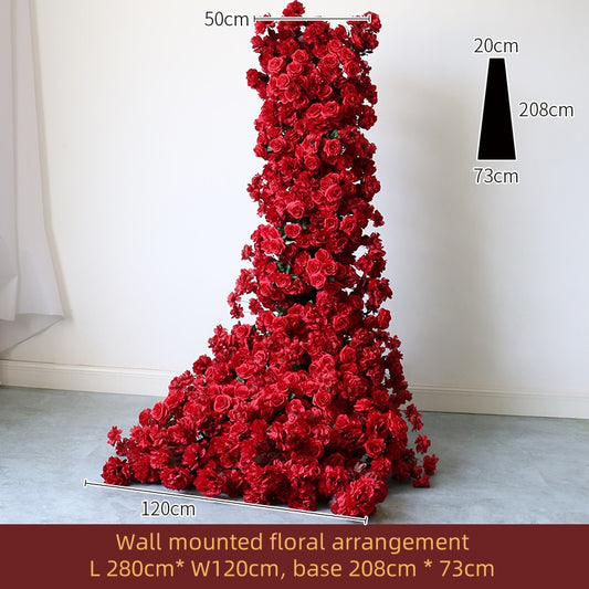 Flowerva Red Rose Waterfall Simulation Flower Sea&Flower Wall Shopping Mall&Window&Wedding Stage Decoration Arrangement