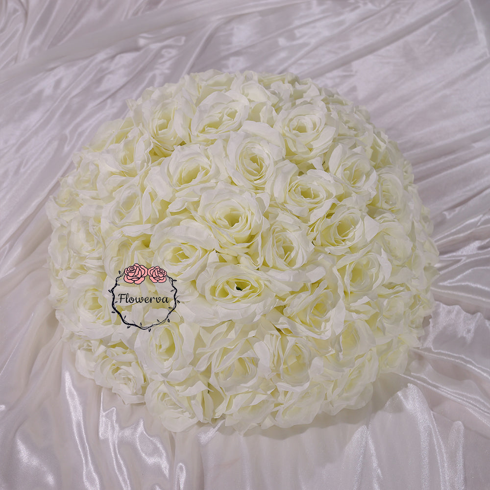Flowerva 70/60/50/40/30cm White Rose Floral Ball Wedding Party Banquet Table Centerpieces