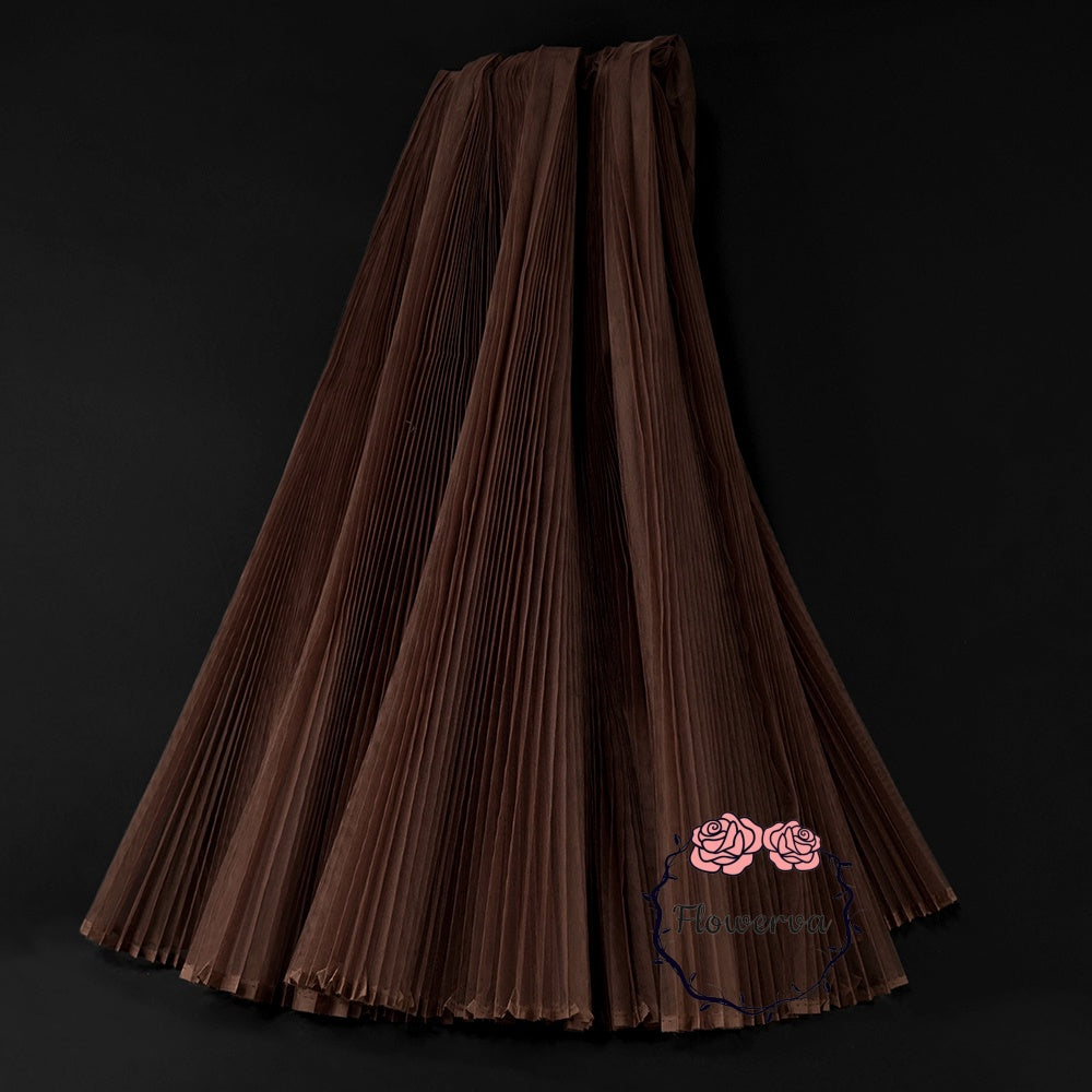 Flowerva Coffee Color Great Pleated Organza Crinkle Fabric 6324