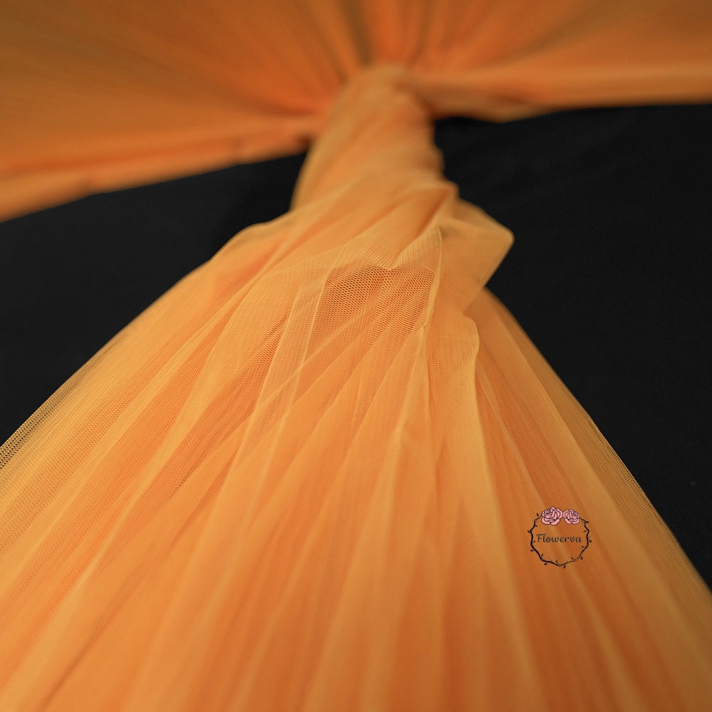 Flowerva Orange Great Pleated Organza Crinkle Fabric 6324
