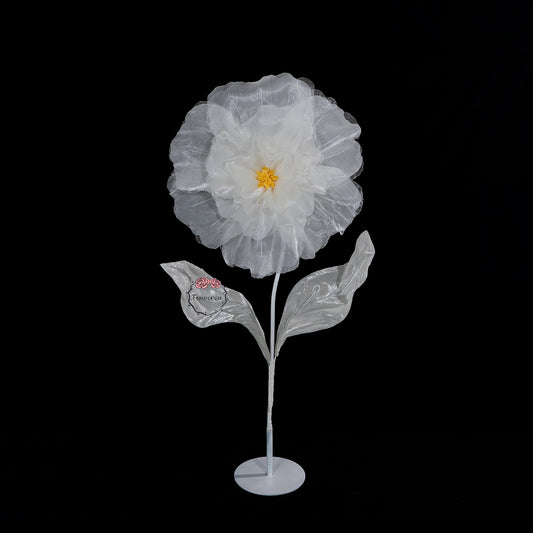 Flowerva Fluffy & Airy White Fabric Flower